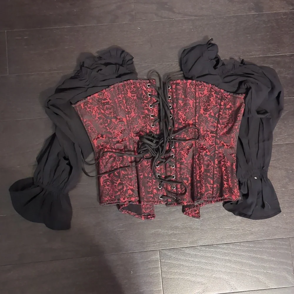 Chic Black and Red Women's Blouse - Picture 2 of 2